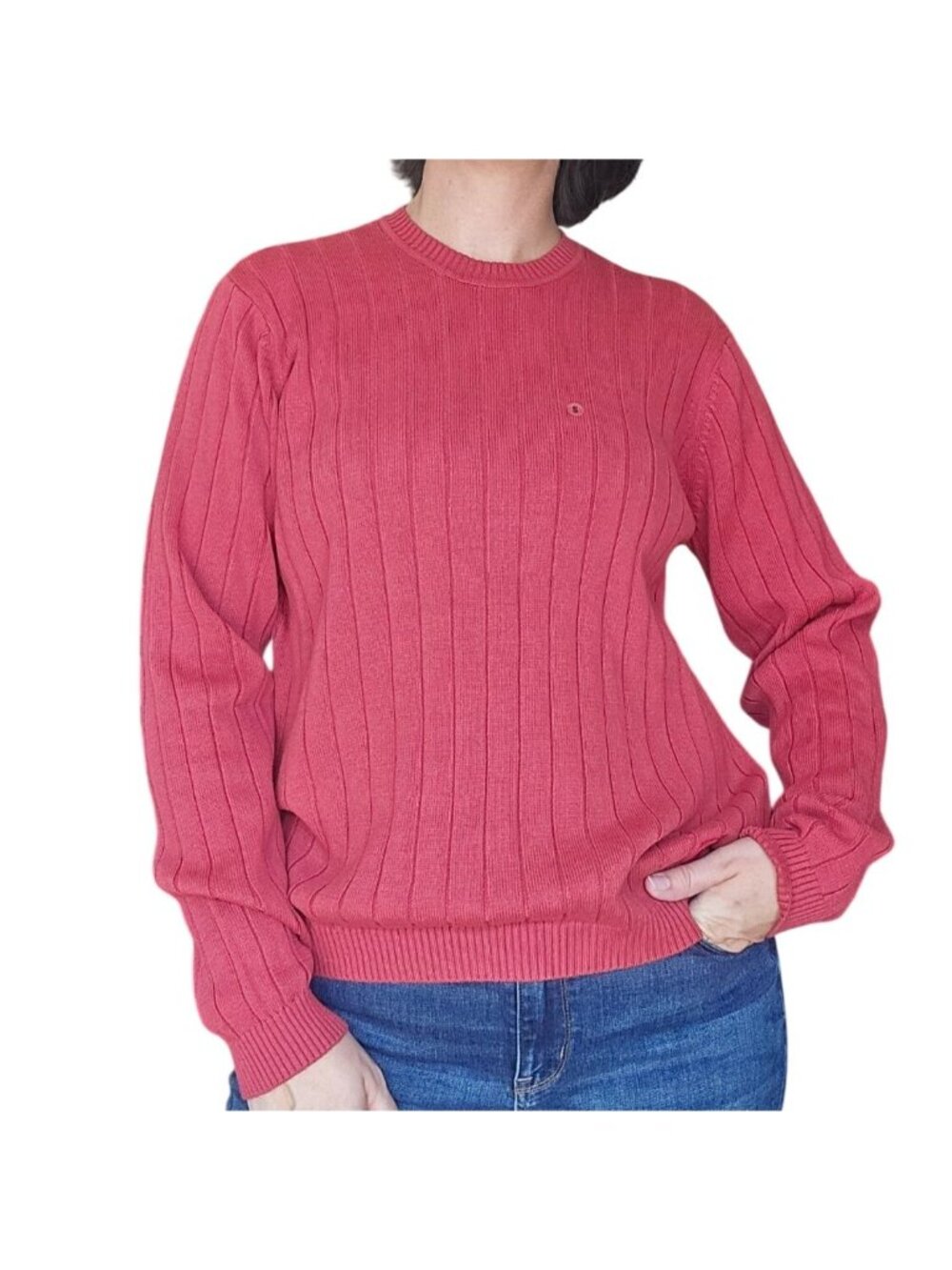 New Izod Cherry Jam Red Cotton Crewneck Sweater Men Size S Winter Casual Preppy